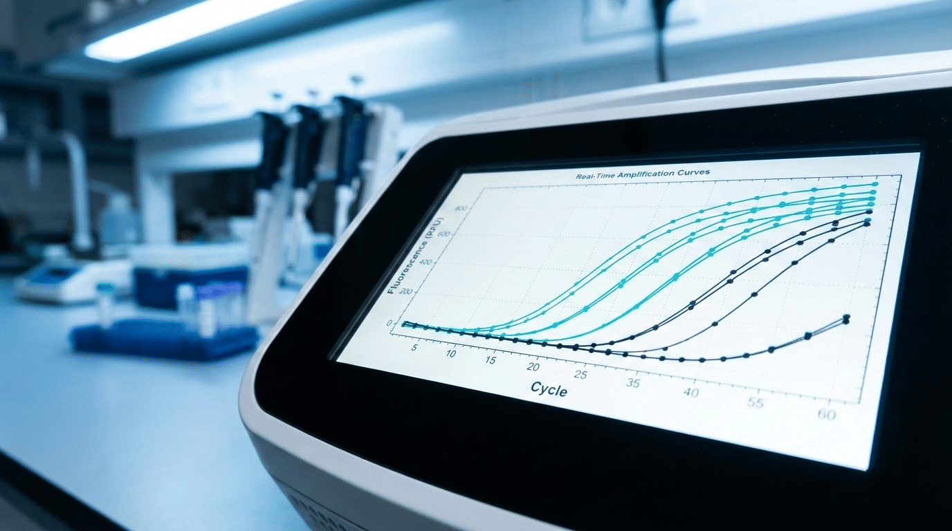 PCR test accuracy visualization showing Ct values and detection thresholds for molecular genetic testing