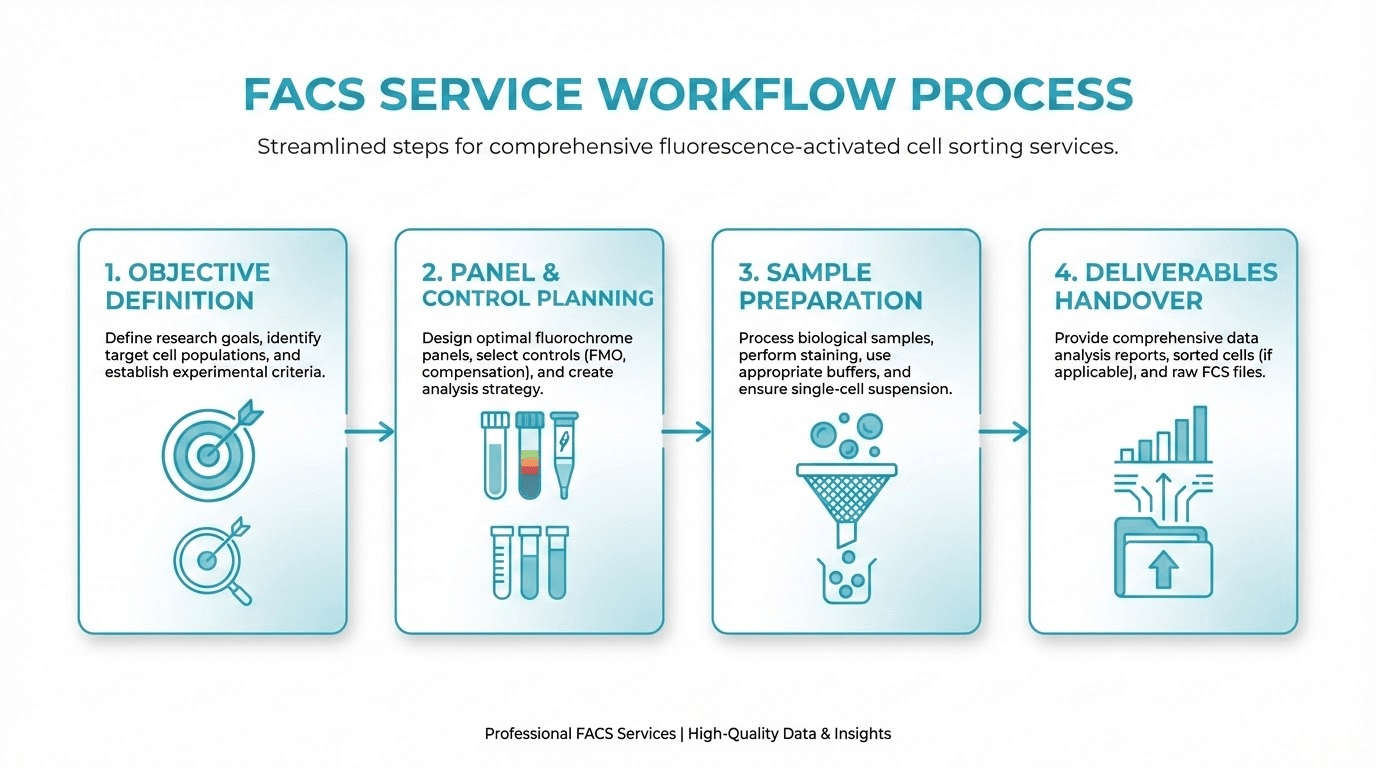 FACS ordering and execution process workflow diagram