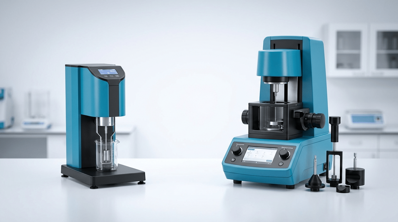 Viscometer versus rheometer decision guide showing when to use each instrument type