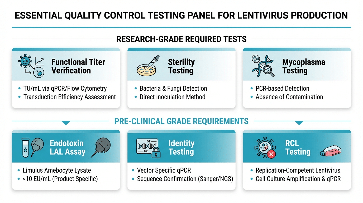 Essential QC tests for lentivirus production quality control