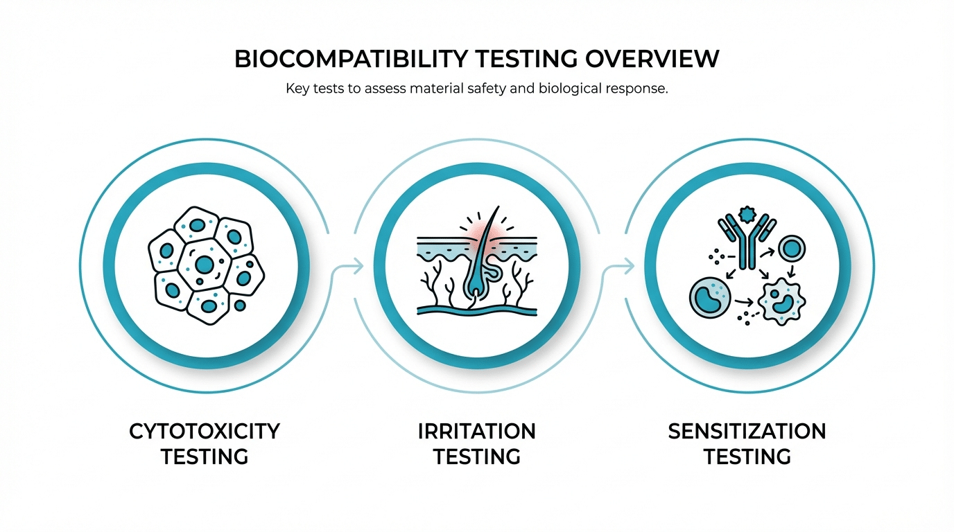 ISO 10993 biocompatibility testing framework diagram showing device classification and endpoint selection