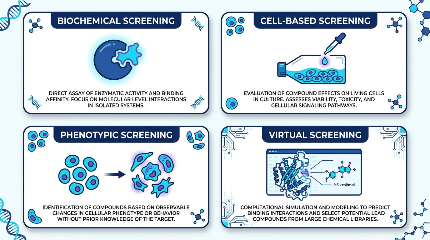 Four Types of Compound Screening — Biochemical, Cell-Based, Phenotypic, and In Silico
