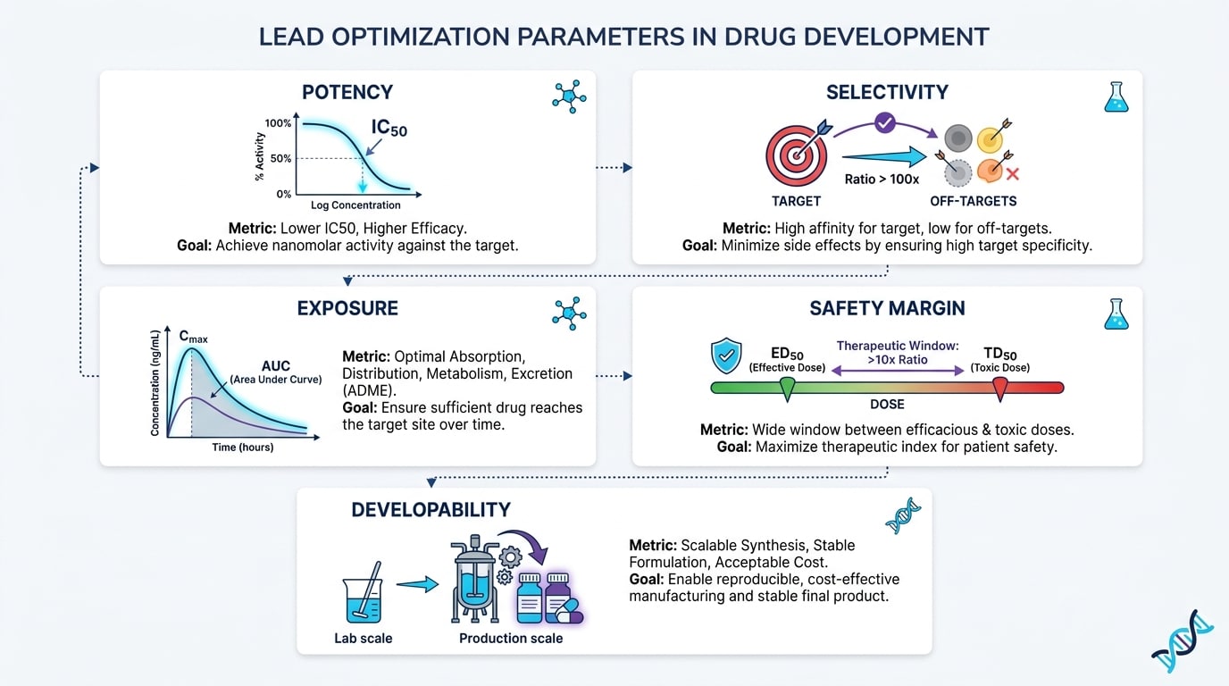 Lead Optimization Parameters in Drug Development Pipeline
